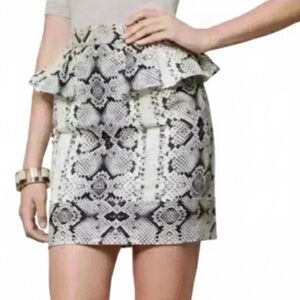 Nanette Lepore Snakeskin Print Cotton And Silk Blend Peplum Skirt Size 6 EUC!